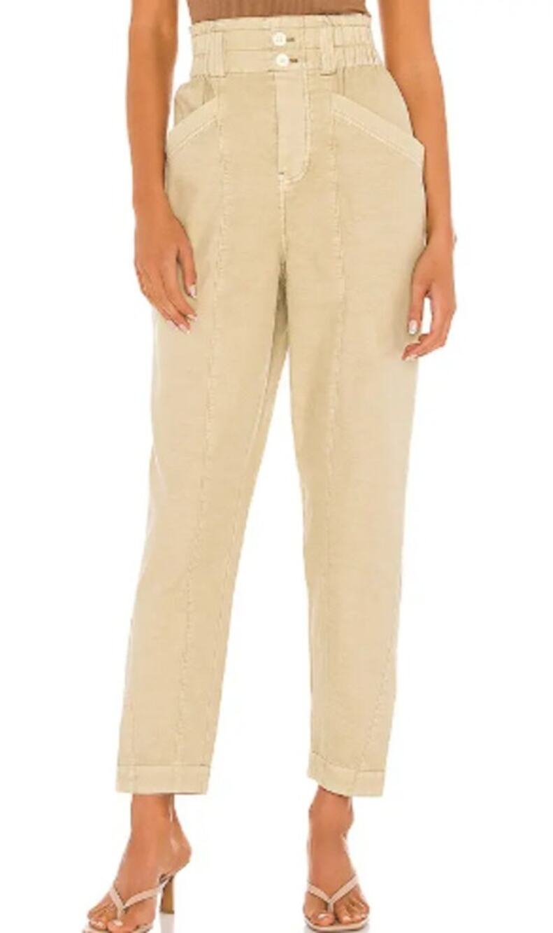 Free People Ready to Run Cinch Waist Pants Parchment High Rise Utility M
